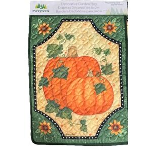 Evergreen Pumpkins Floral‎ Quilted Garden Flag 12.5 X 18
